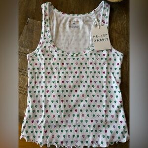 Roller Rabbit White Tank with Green Pink and Purple Hearts